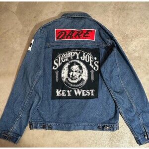 Vtg Custom Sloppy Joe's Key West Denim Jean Jacket Medium Beau Rivage